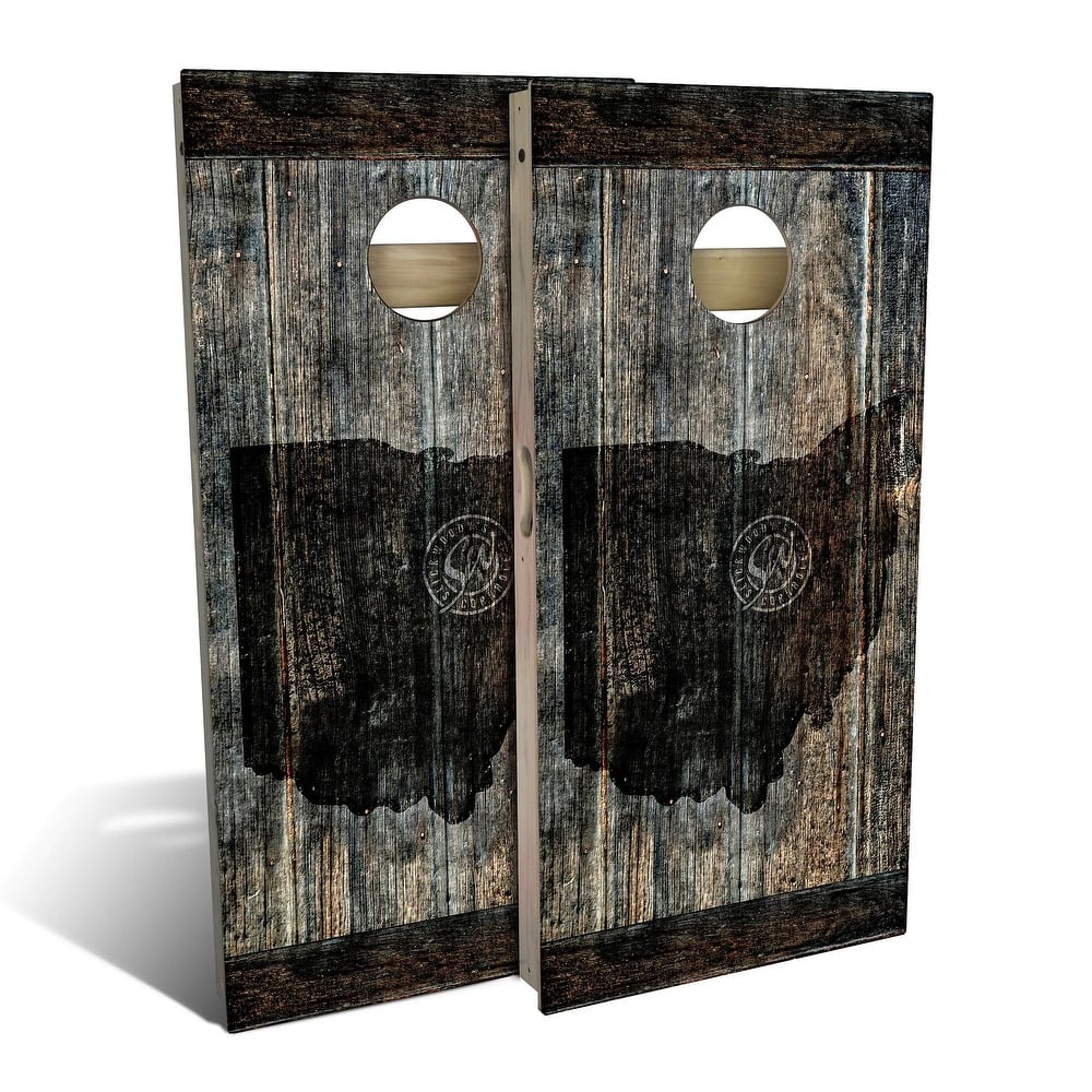 Ohio Flag Black Outdoor Cornhole Board Set