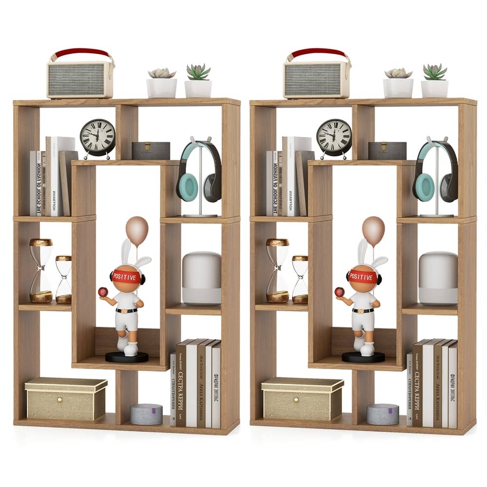 Costway 2 PCS 7-Cube Geometric Bookshelf with Anti-Toppling Device - See Details