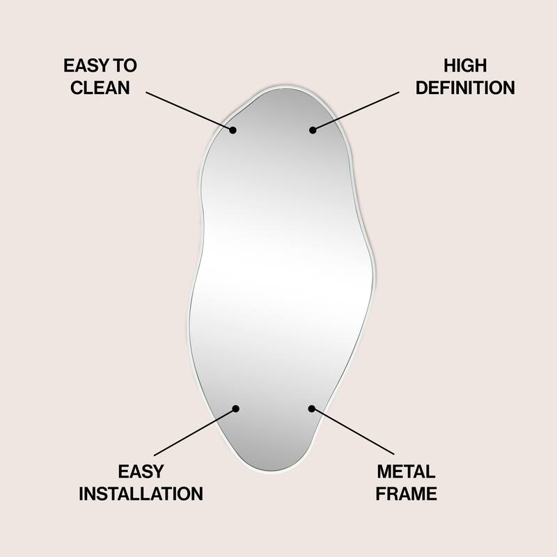 JONATHAN Y Large Irregular Framed Decorative Wall Mirror - 41.93 H x 19.88 W x 1 D