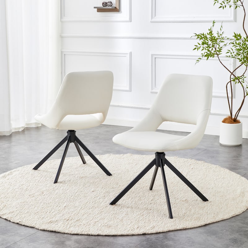 Comfortable Swivel Dining Chairs Set of 2, Metal Kitchen Chairs with GoldMesh Scratch-Resistant Leather and High Back