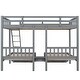 preview thumbnail 15 of 38, Wood Triple Bunk Bed with Drawers and Guardrails