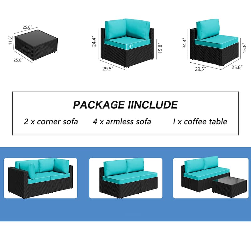 7-Piece Outdoor Sectional Seating Group with Cushions