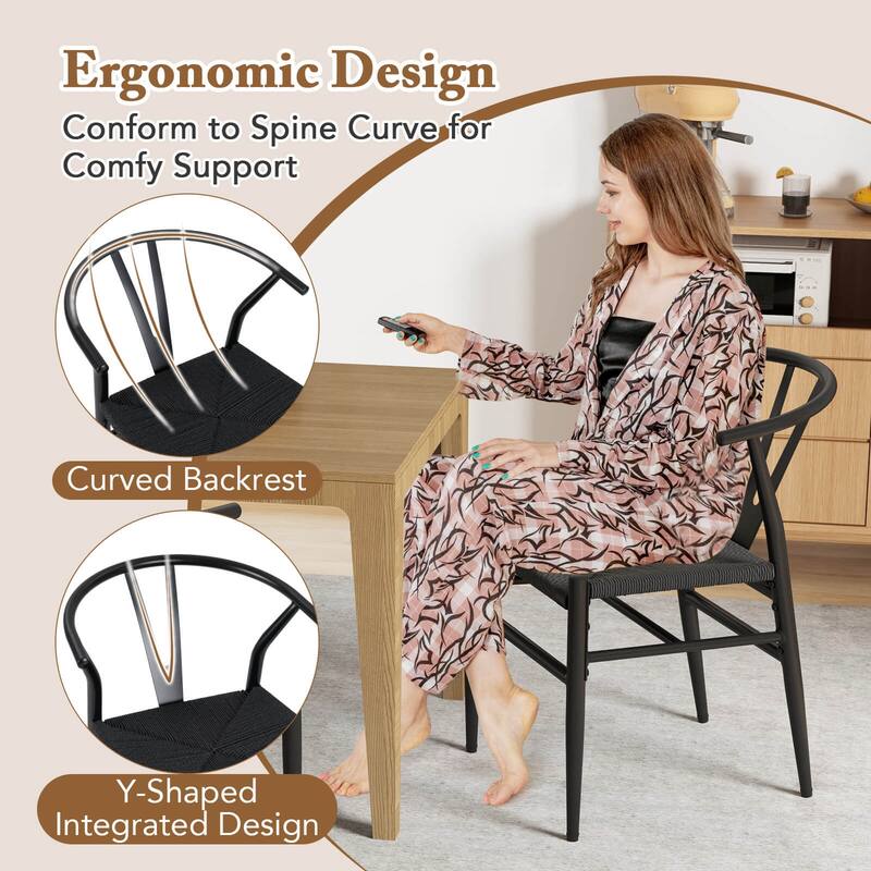 Costway Modern Dining Chair Set of 2/4 Weave Kitchen Armchairs with - See Details