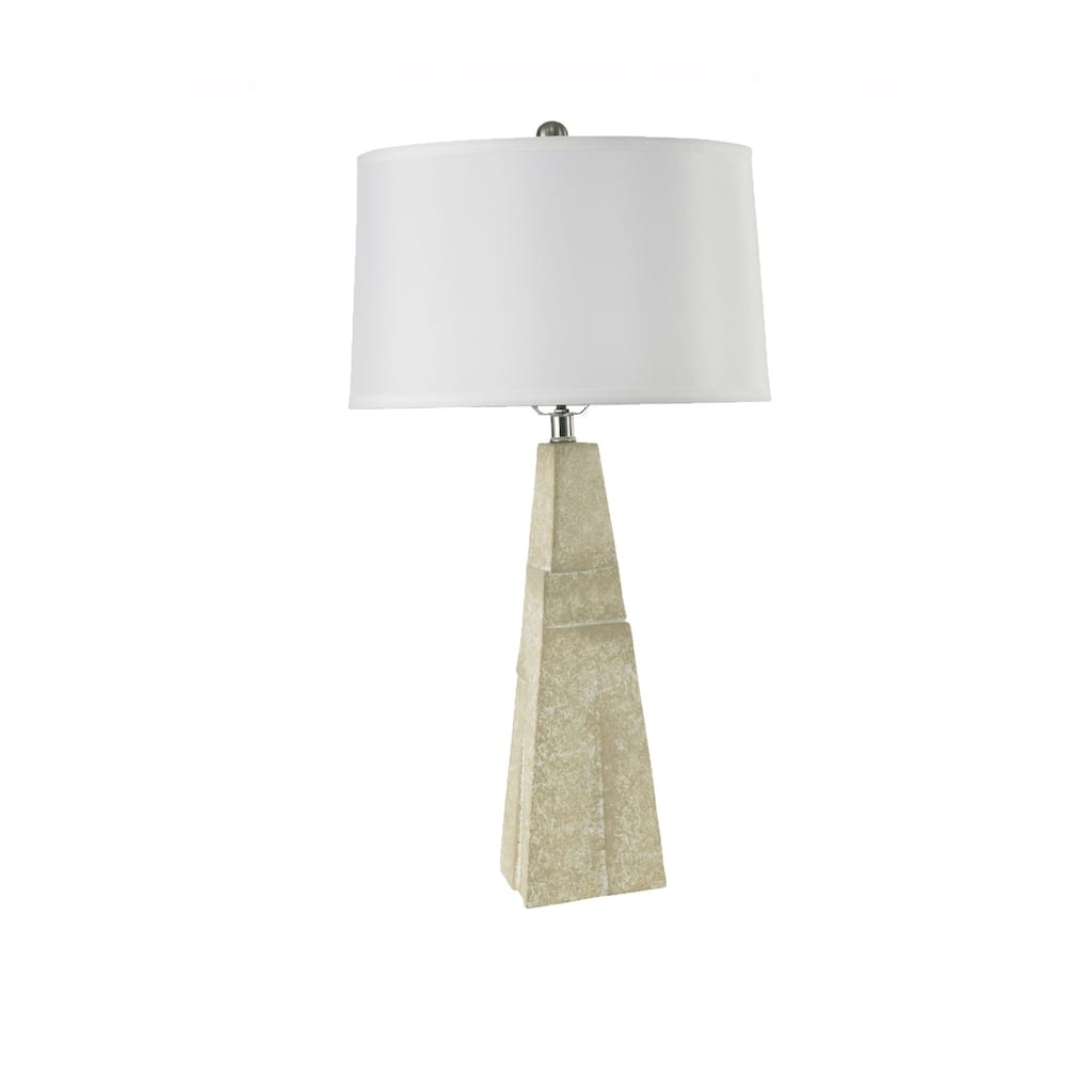 Prairie 28 in. Alabaster Beige Bedside Table Lamp