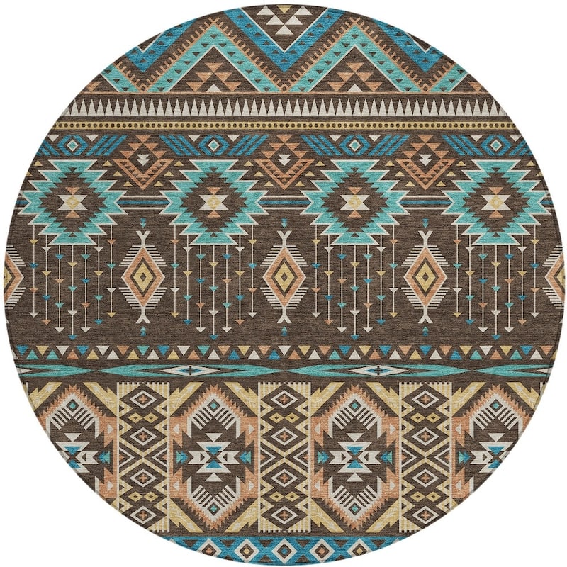 HomeRoots Aztec Transitional Rectangle Outdoor Rug