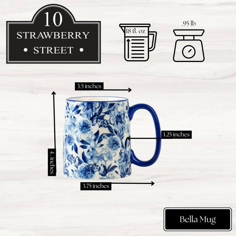 10 Strawberry Street Bella Flora Mugs, Set of 4