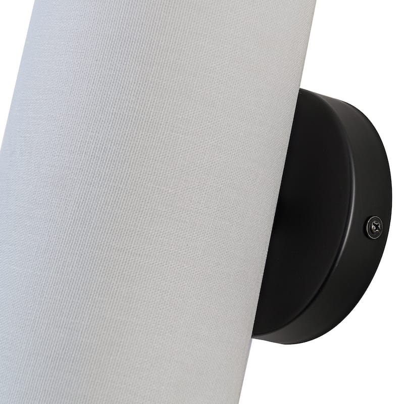 Modern 2-Light Wall Sconce with Fabric Shade - Black - H11.8" × W4.4" × D6.1"