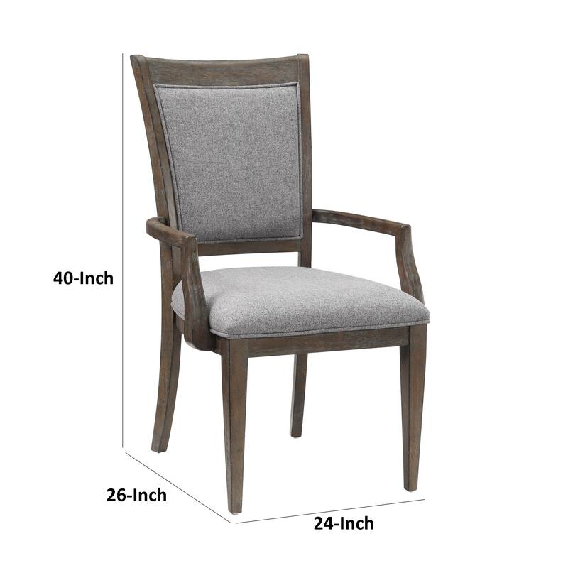 Koa Dining Armchair Set of 2, Padded Seat and Back, Driftwood Brown
