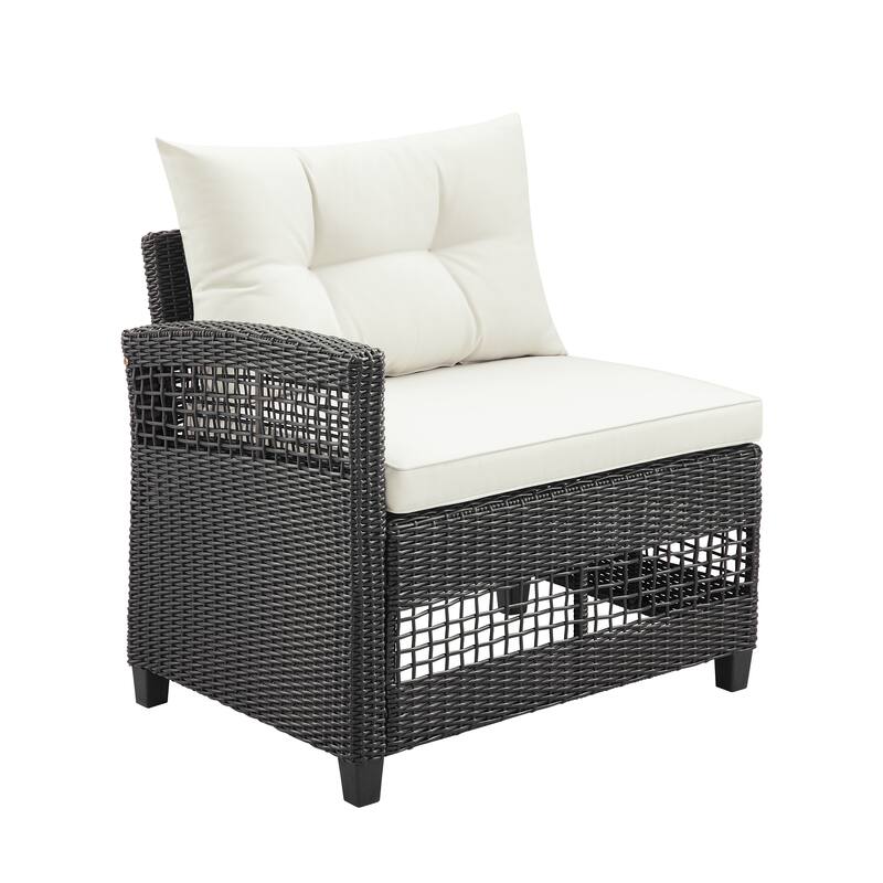 Corvus Fife 4-piece Outdoor Wicker Sectional Set with Round Glass Table