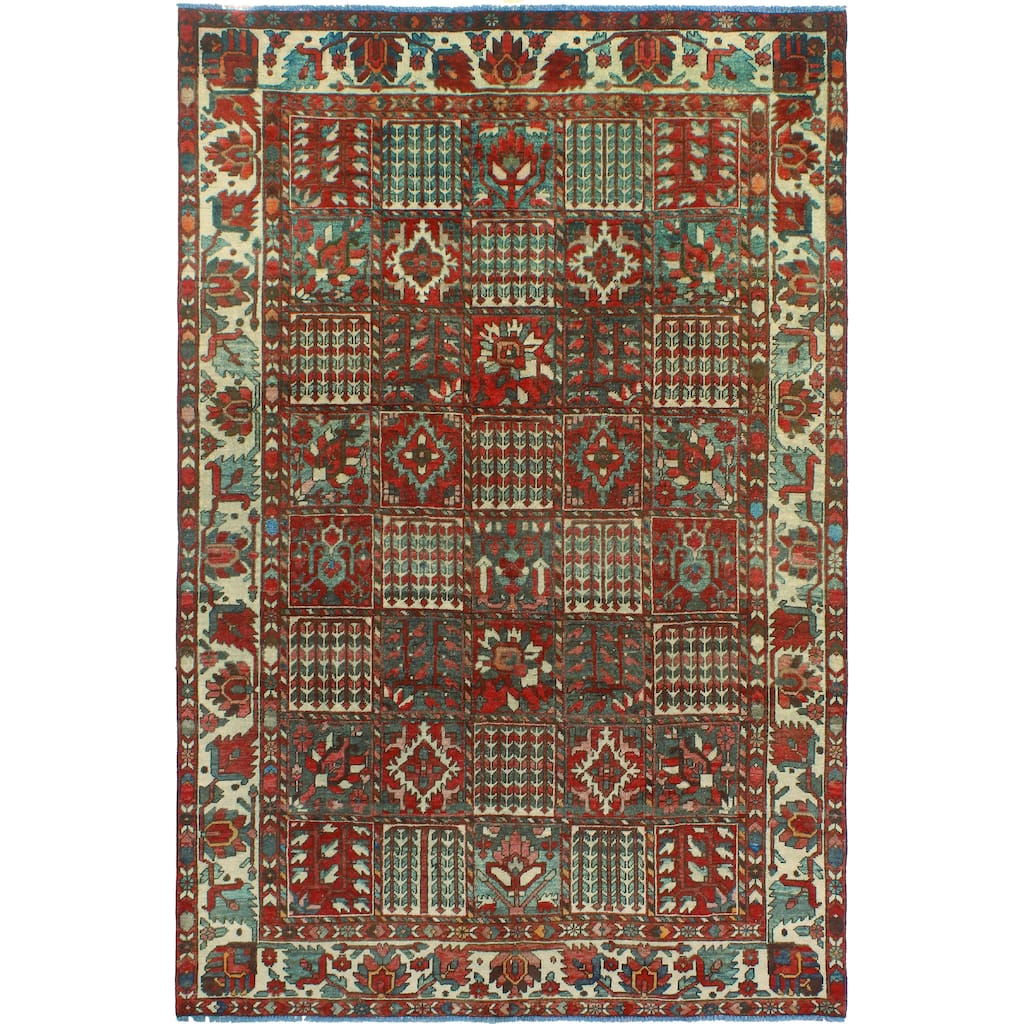 Fine Vintage Distressed Nagia Red/Beige Rug - 6'9" x 9'6"