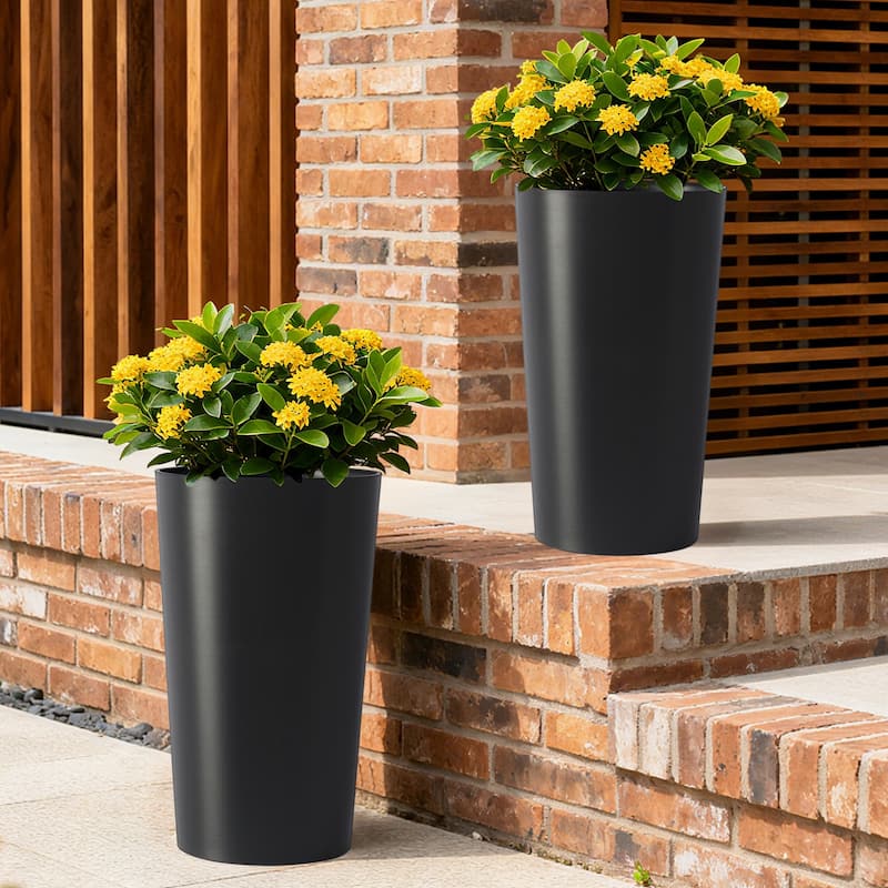2 Pack Tall 21.7 in Planters for Outdoor Plants, Modern Tall Square Planter Box, Indoor Outdoor Porch Patio Flower Pot