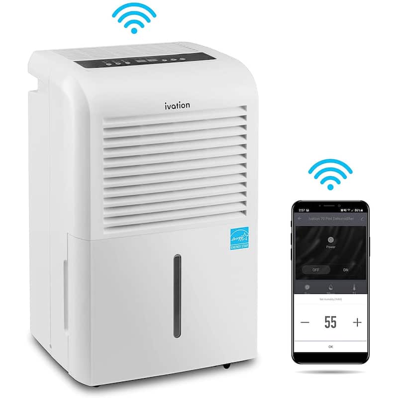 Ivation 4,500 Sq Ft Smart Wi-Fi Energy Star Dehumidifier, Hose Connector, Humidity Control & More