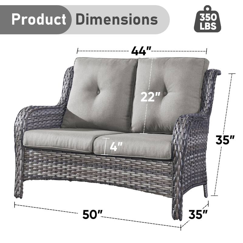 Outdoor Loveseat Sofa 2-Seat Sofa Grey-Grey - Grey