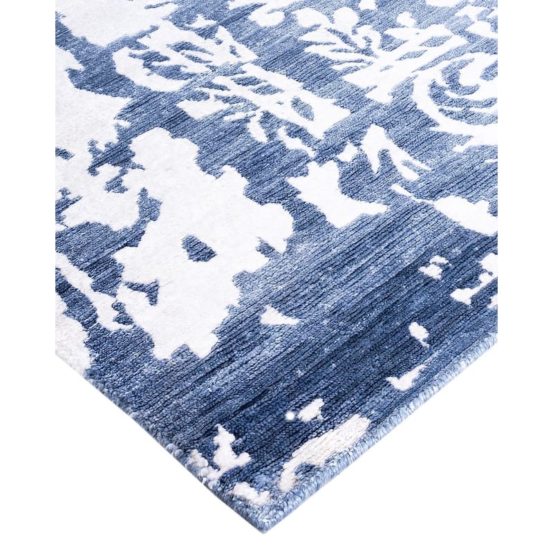 Modern One-of-a-Kind Handmade Area Rug, Blue - 9' 2" x 12' 1"
