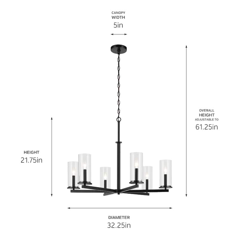 Kichler Lighting Crosby 32.25 in. 6-Light Clear Glass Chandelier