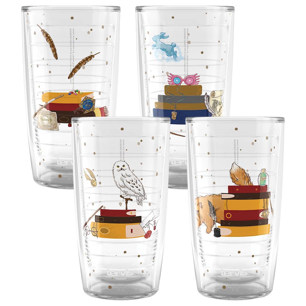 Tervis Harry Potter Ideograms Collection Assorted Made in USA Double Walled Insulated Travel Tumbler, Classic - 16oz - 4pk