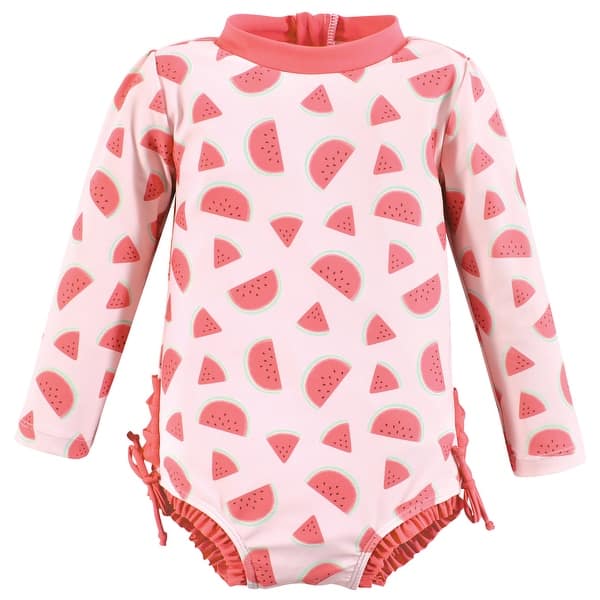 slide 1 of 1, Hudson Baby Girls Rashguard Toddler Swimsuit, Watermelon 2T - Watermelon Toddler