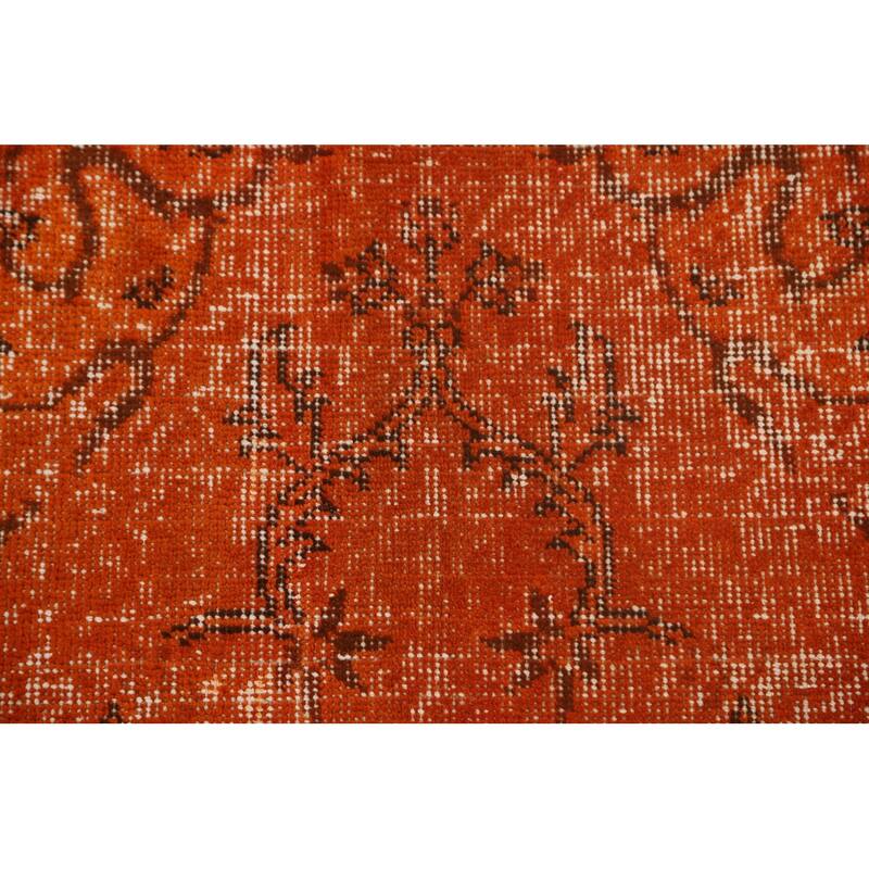 Orange Anatolian Distressed Turkish Vintage Rug Handmade Wool Carpet - 3'9"x 7'0"