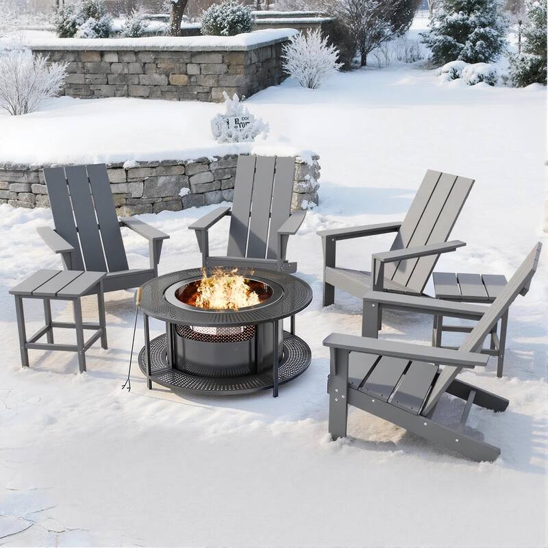 Kullavik 7-piece Adirondack Chair and Smokeless Fire Pit Table Set