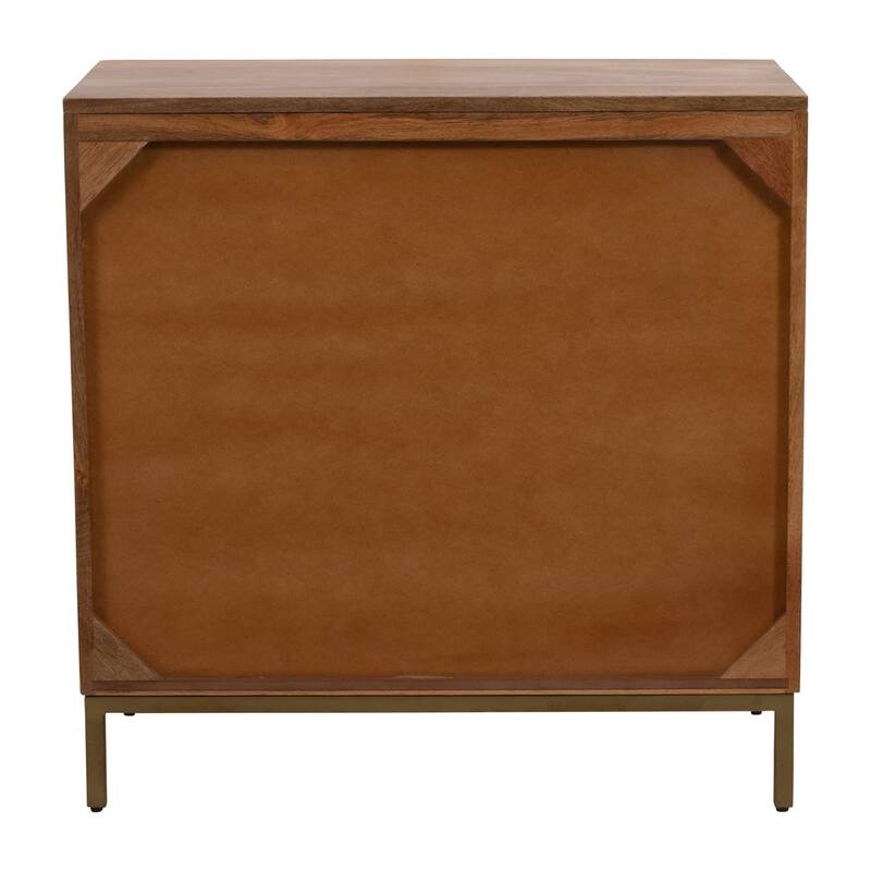 Sagebrook Home Modern Neutral Midcentury Slat 2 Door Cabinet, Mango Brown, Rectangle