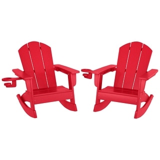 Laguna Kids Outdoor Poly Adirondack Rocking Chair with Cup Holder (Set of 2)