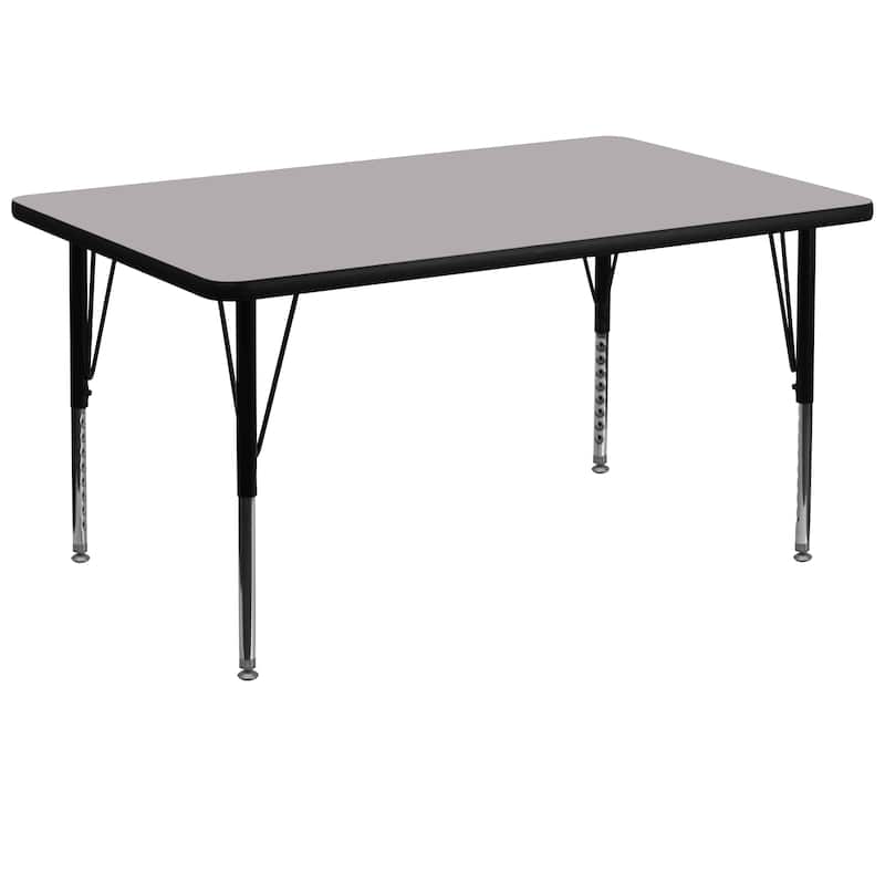 36''W x 72''L Thermal Laminate Activity Table - Adjustable Short Legs - Gray