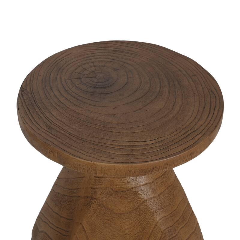 Roomfitters Patti Outdoor MGO Side Table with Authentic Wood Grain Finish, Waterdrop Base, Natural Wood - Natural Wood