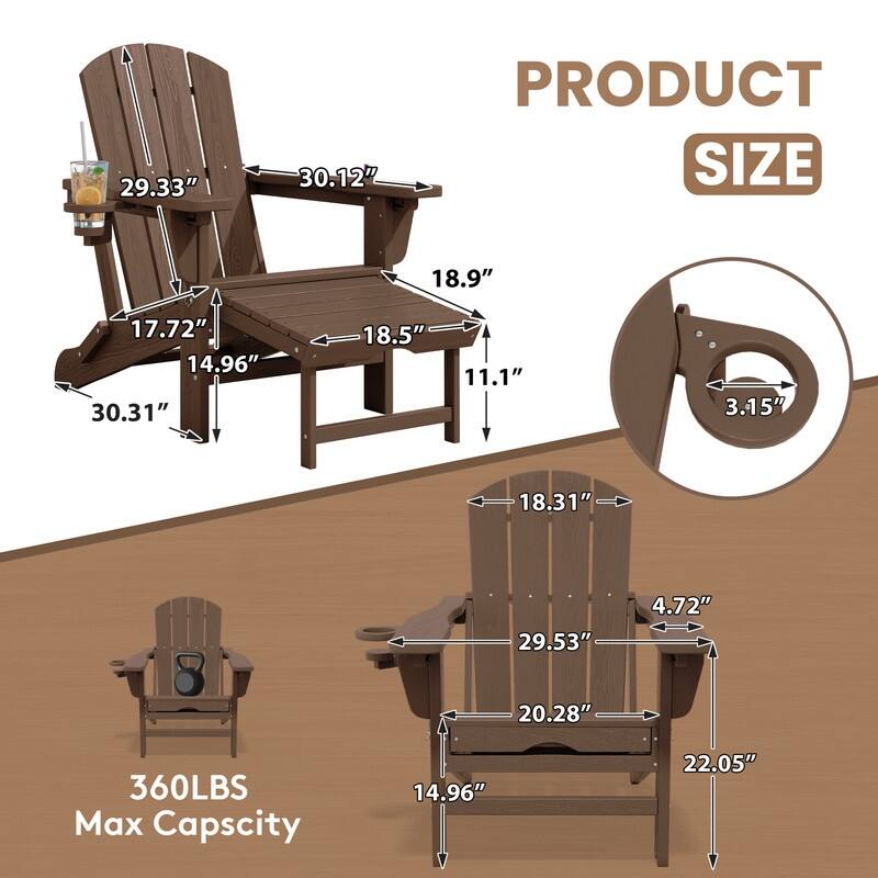 Folding Outdoor Chair with 3-Position Reclining Backrest & Telescoping Footrest