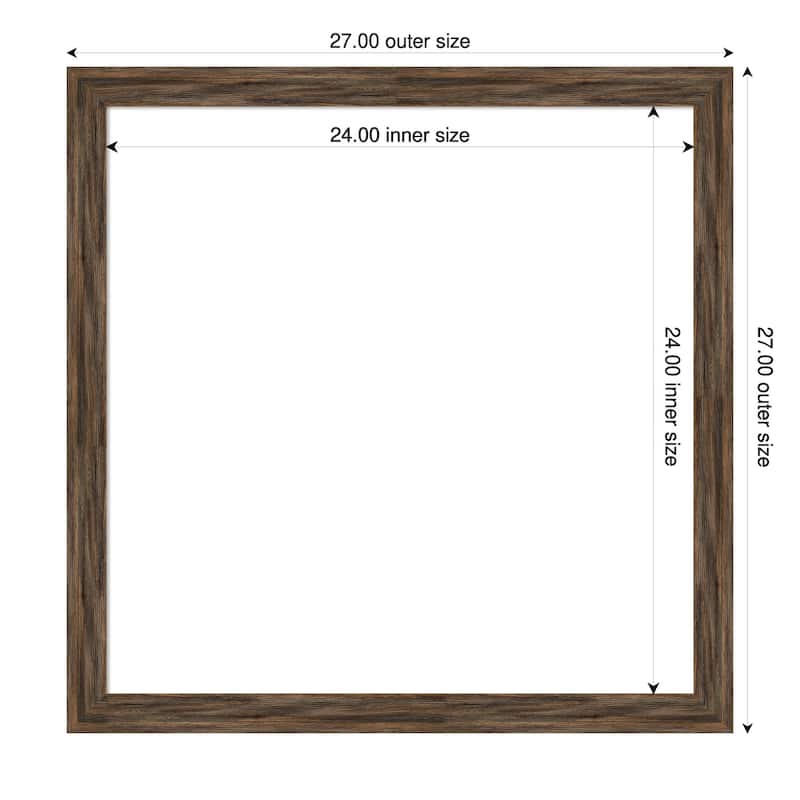 Amanti Art Regis Barnwood Grey Narrow Framed Dry Erase Magnetic Board - 27 x 27 in - Regis Barnwood Mocha Narrow