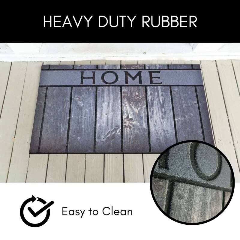 Outdoor Front Door Mat 30x18 Inch Rubber Rug with 'Home' Design