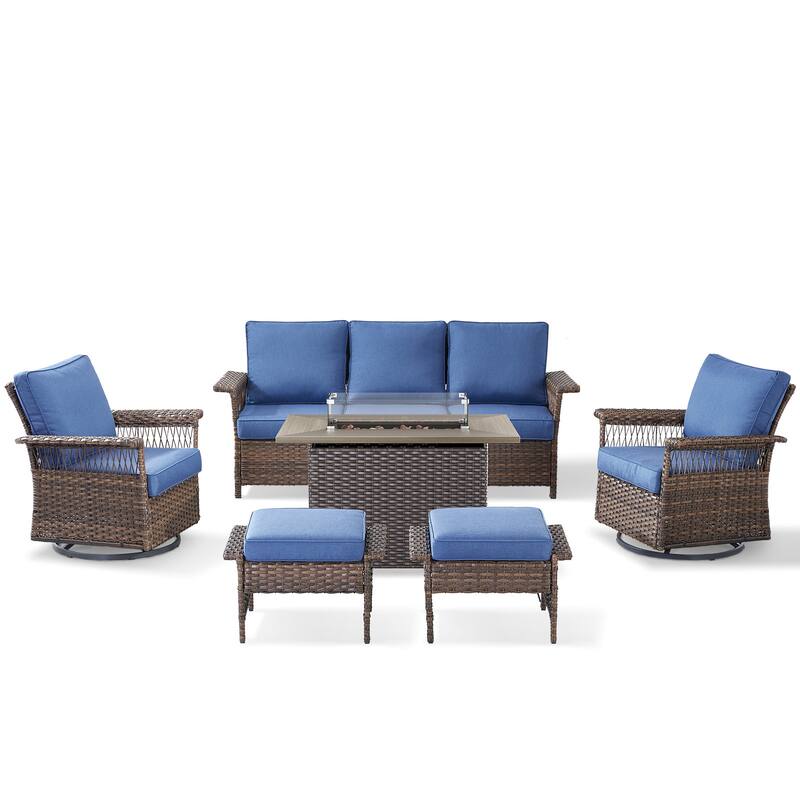 Pocassy 41 in Fire Pit Table with Patio Sofa Chair Funiture