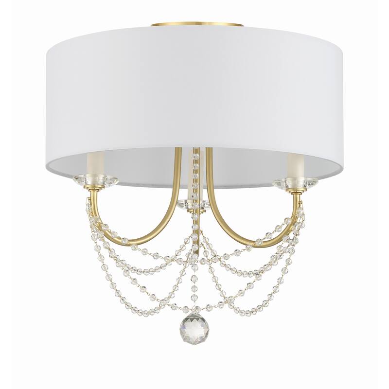 Delilah 3 Light Aged Brass Ceiling Mount - 15.75"W x 15.5"H