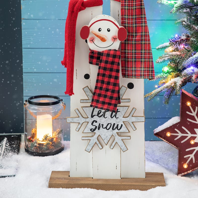 Glitzhome 35.5"H Christmas Wooden Gnome Family Porch Decor