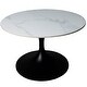 preview thumbnail 18 of 27, Verve Series 27" Round Coffee Table with Sintered Stone Tabletop and Black Steel Base for Living Room, Bedroom, or Apartment White