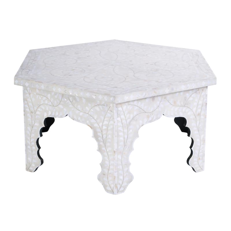 Marjorie 40.5 in. W Hexagon Mother of Pearl Coffee Table