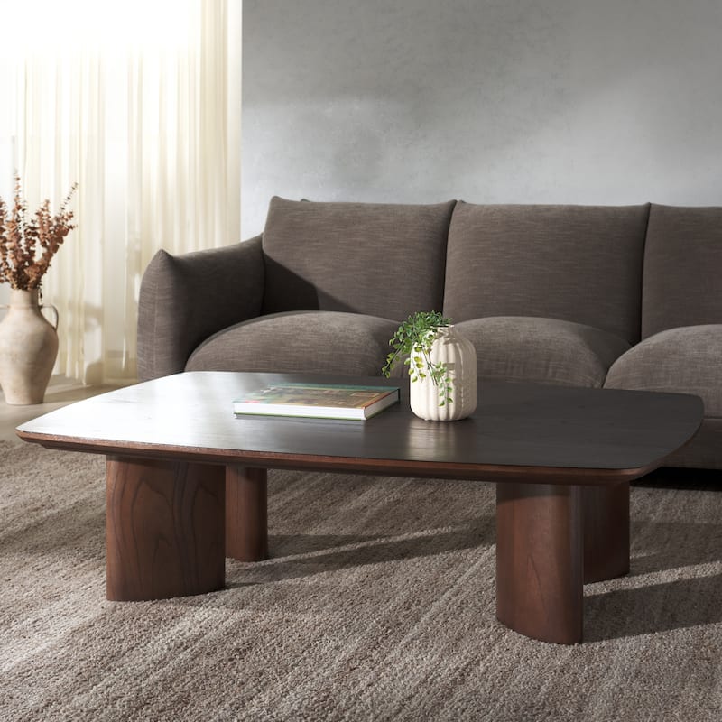 SAFAVIEH Couture Barnard Rectangle Wood Coffee Table - 56"W x 38"D x 15"H - Walnut