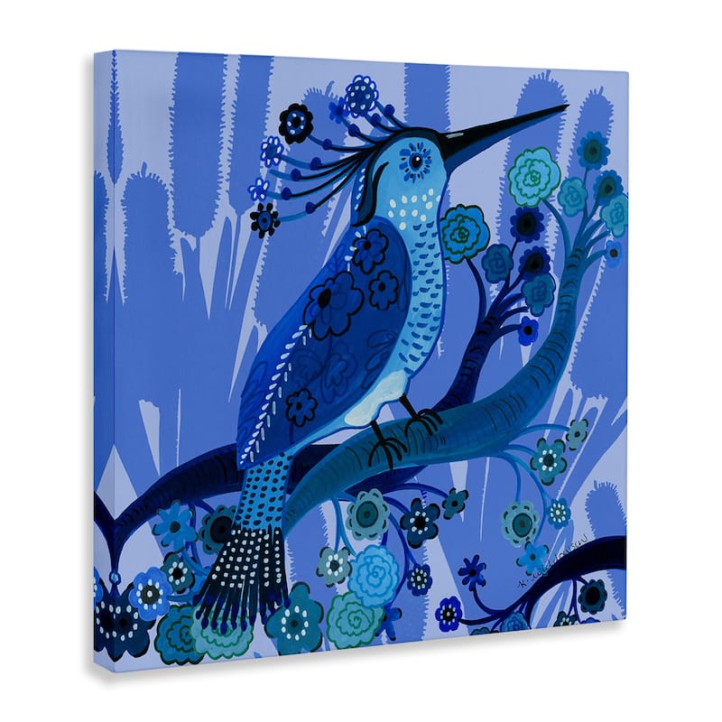 Stupell Folk Style Blue Bird Canvas Wall Art Design By Kay Widdowson