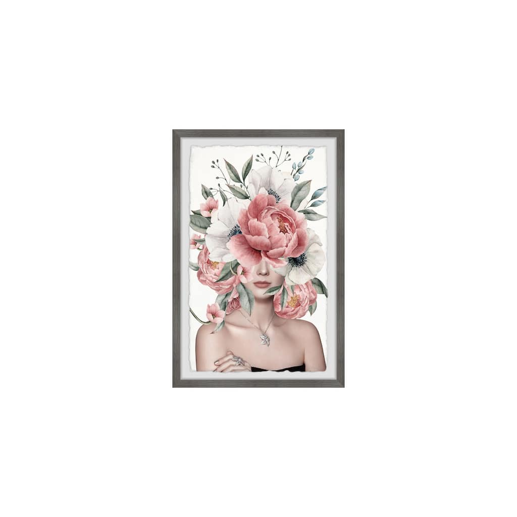 Vintage Floral Wall Art Print - Framed Canvas Painting for Living Room Decor - 20x30 Inch