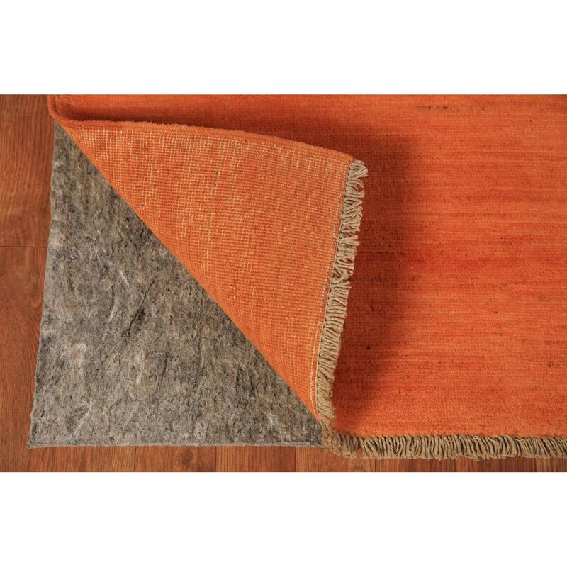 Orange Gabbeh Modern Area Rug Hand-Knotted Stripe Wool Carpet - 4'11" x 6'8"