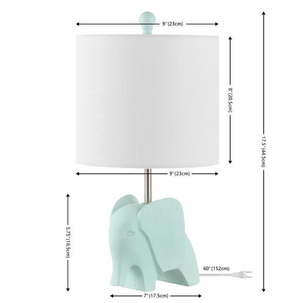 dimension image slide 4 of 7, Harlow 17.5" Eclectic Southwestern Resin/Iron Elephant LED Kids Table Lamp, by JONATHAN Y