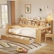 preview thumbnail 2 of 15, Wooden Twin Size Daybed with Storage Shelves, Multi-functional Bed with 2 Storage Drawers and Study Desk, Natural