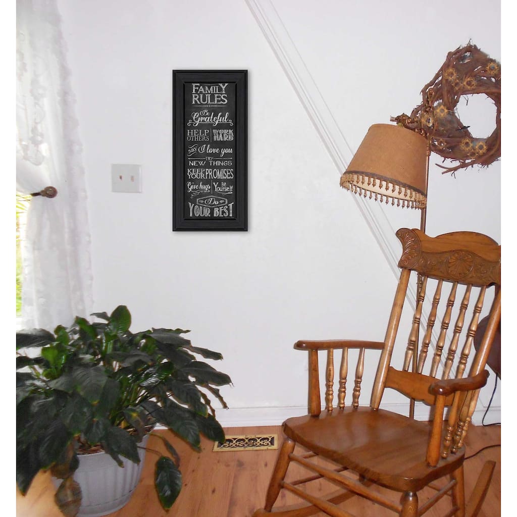 TrendyDecor4U Contemporary "Family Rules" Framed Print Wall Art by Susan Ball
