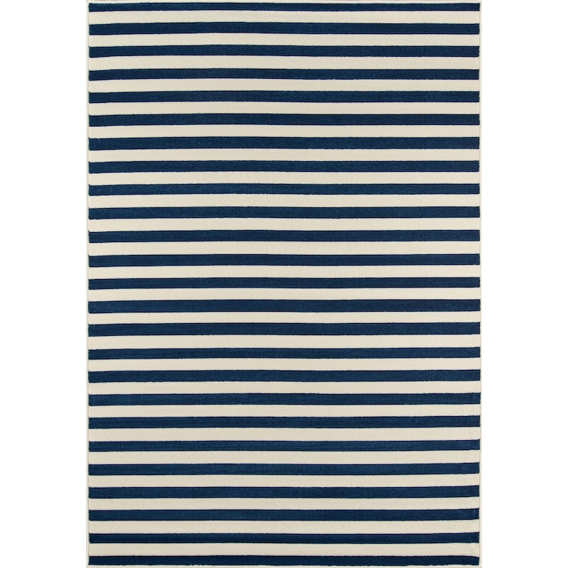 Momeni Baja Stripe Indoor Outdoor Rug - 6'7" x 9'6" - Navy