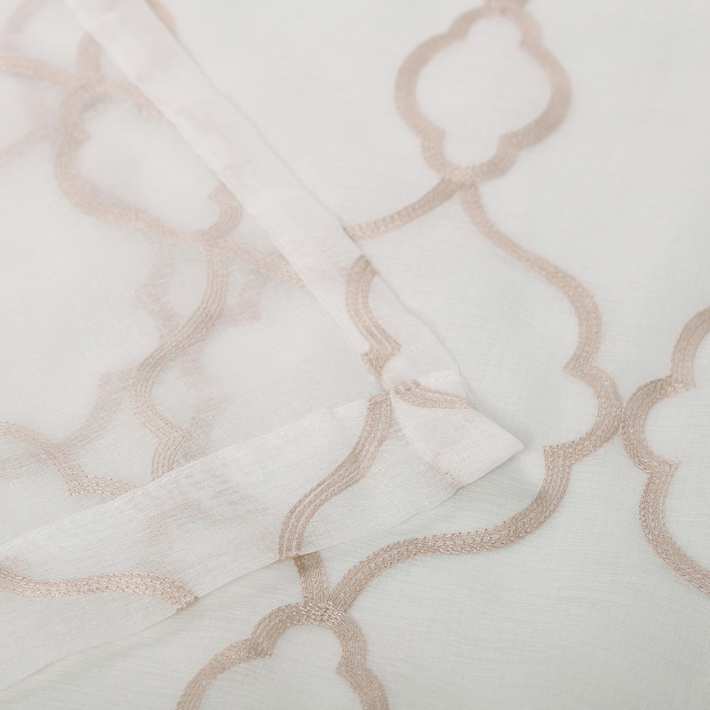 Superior Modern Geometric Lattice Sheer Curtain Set with 2 Panels