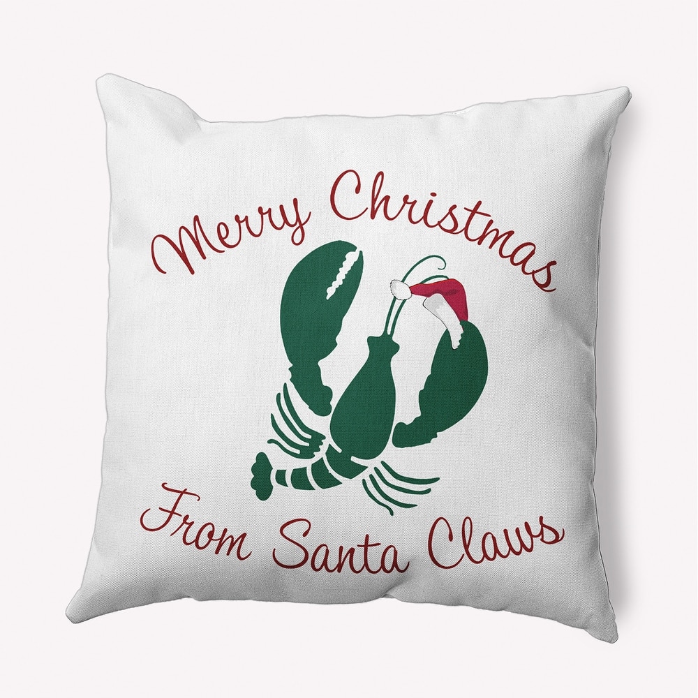 Santa Claws Lobster Beachy Christmas Indoor/Outdoor Throw Pillow