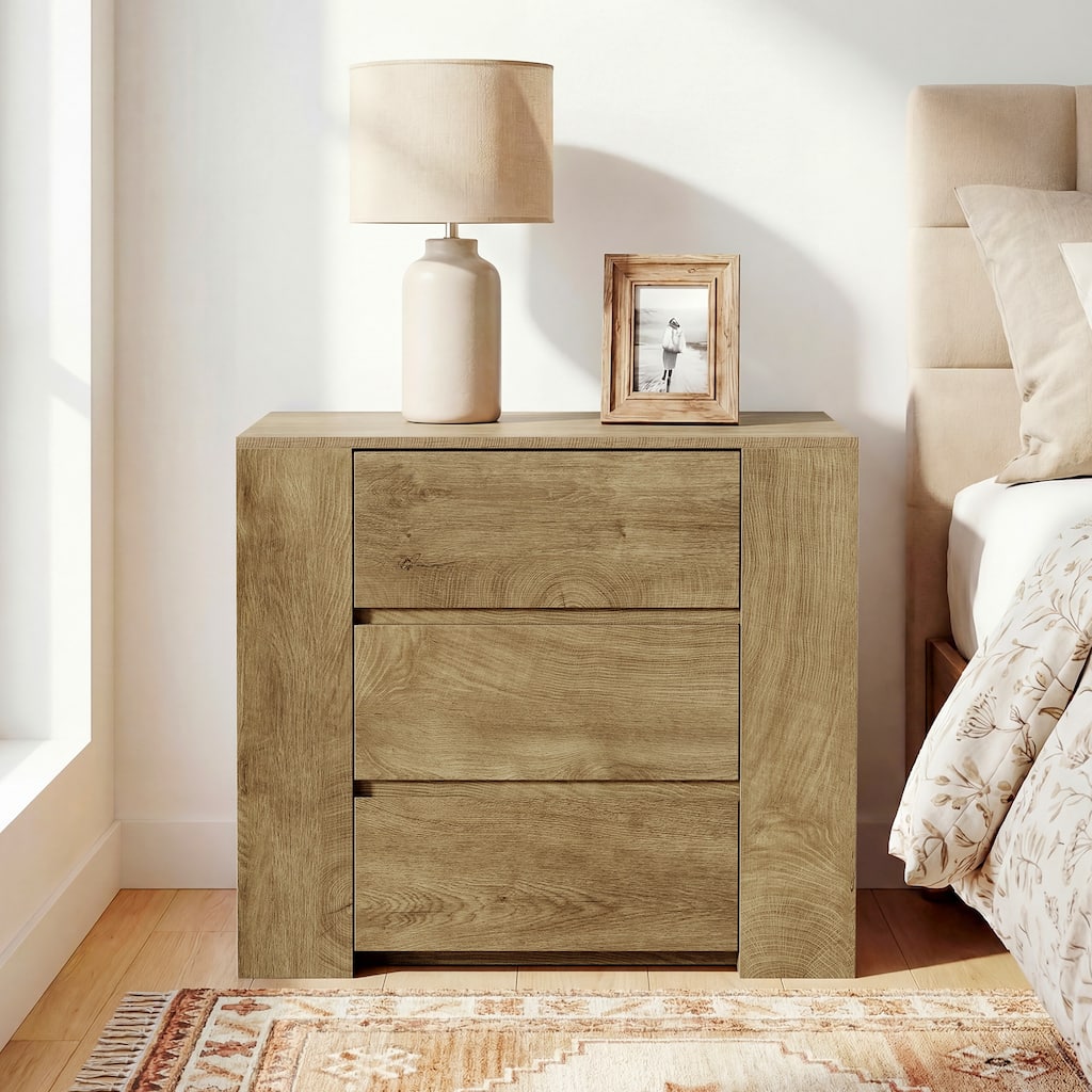 Oversized Nightstand with Drawers, 31.5-Inch Night Stand for Bedroom, Extra Large Bedside Table, Side End Table for Living Room