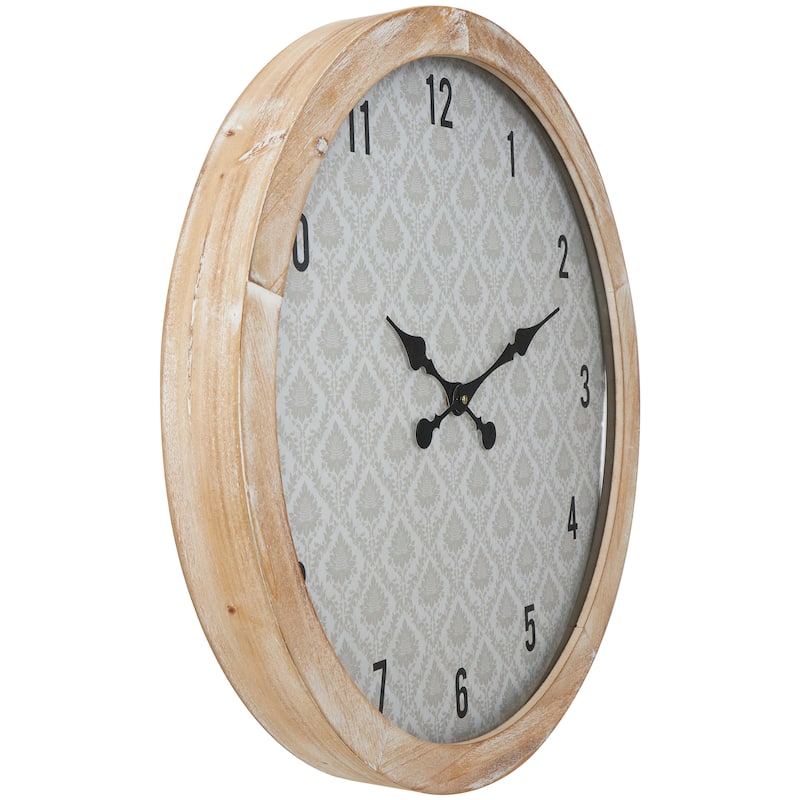 Brown Wooden Suspended Hanging Decorative Wall Clock with Brown Wood Accents