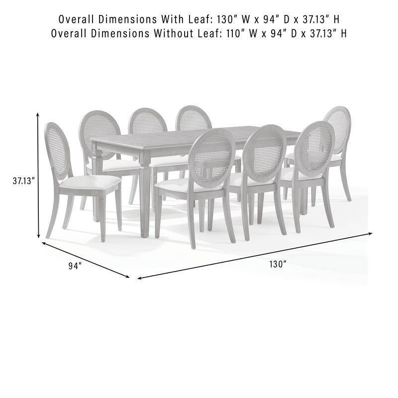 Crosley Katia 9Pc Dining Table Set For 8 Cane-Back Upholstered Chairs