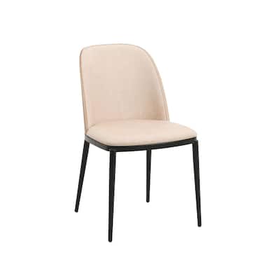 Dining Chair with Upholstered Seat and Back Side Chair with MDF Wood Frame in Black Steel