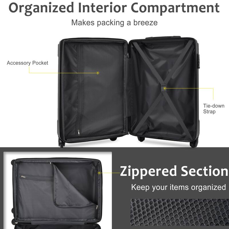 Luggage Expansion ABS Hardshell Lightweight Suitcase with TSA Lock ...